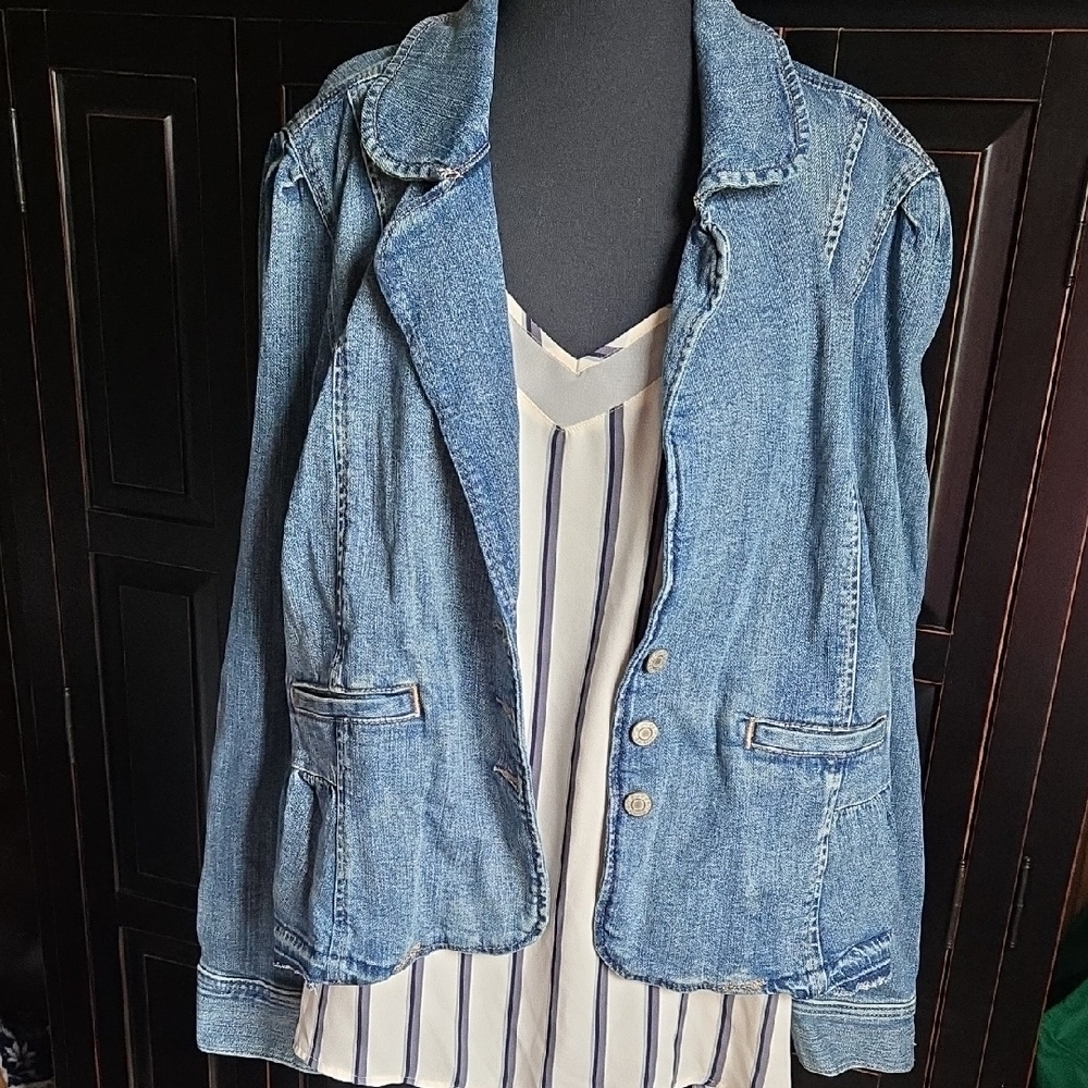 Maurices Ruffled Blue Jean Jacket